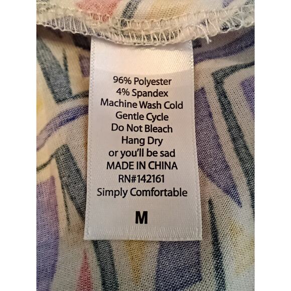 LuLaRoe Women's Midi Dress Medium Abstract Colorful Polyester Spandex - Picture 4 of 4